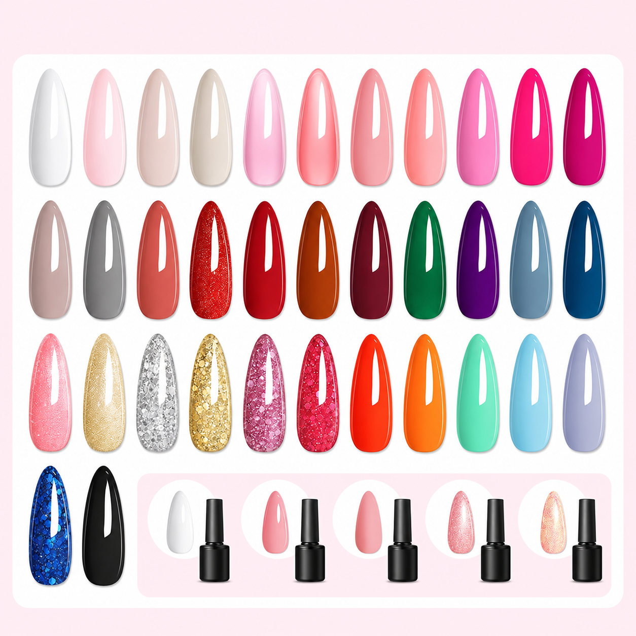 Kit Vernis Semi-Permanent 65 Pièces – 35 Couleurs Gel UV, Lampe UV/LED, Ponceuse Électrique & Accessoires Nail Art