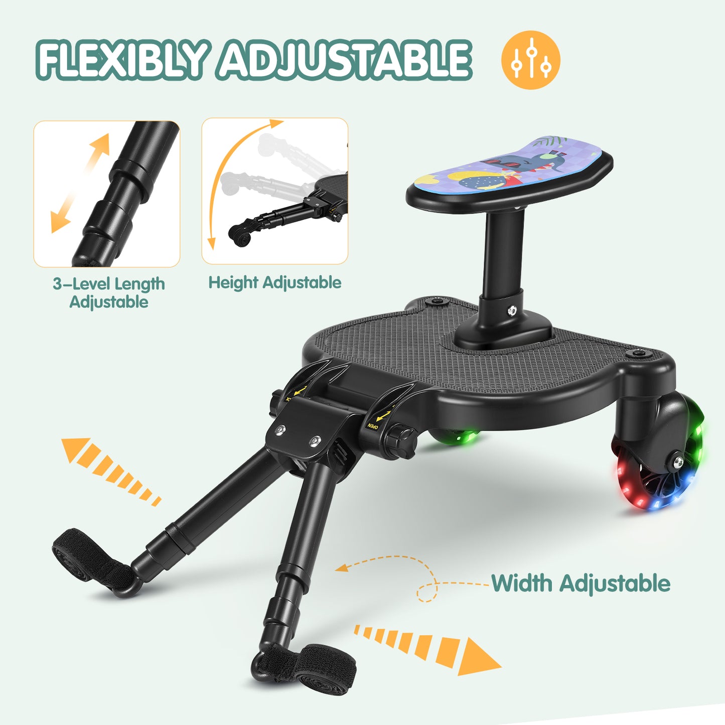 Plateforme Poussette Universelle avec Siège – Marchepied Enfant pour Poussette Double