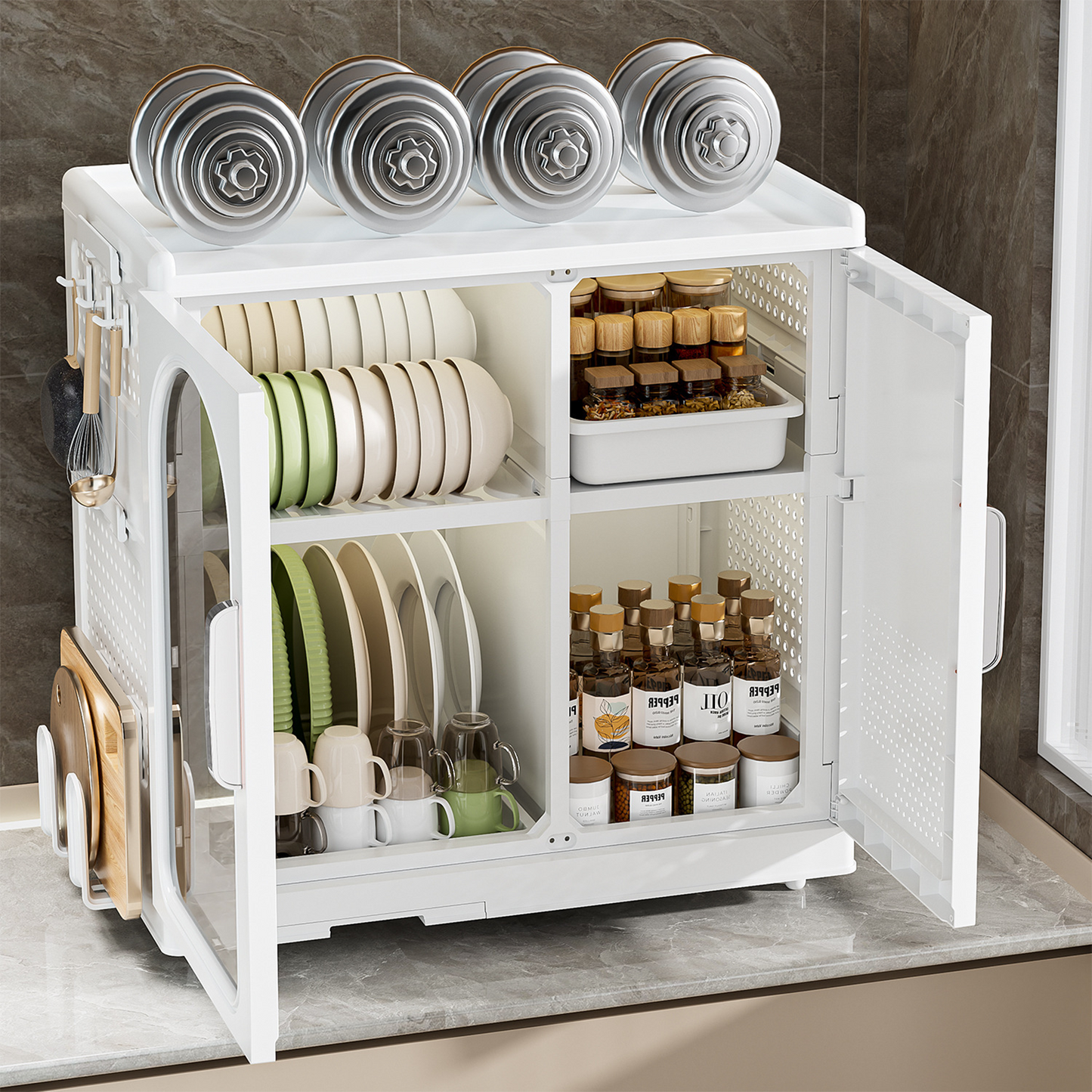 Armoire de Rangement Pliable Multifonction – Meuble Empilable Grande Capacité Cuisine Salon