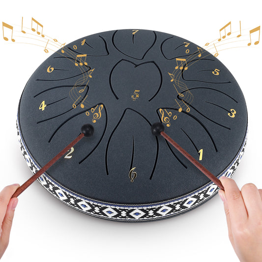 Tambour à Langue 6 Pouces 11 Notes – Tambour de Méditation en Acier Carbone – Instrument de Percussion