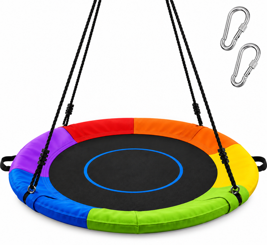 Balançoire Nid d'Oiseau Ronde 101 cm – 317 kg – Cordes Réglables & Mousquetons – Jardin & Aire de Jeux