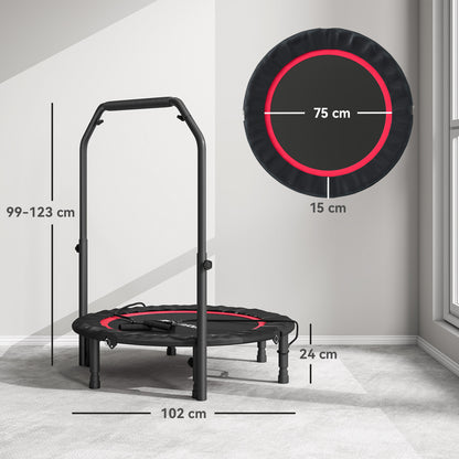 Mini Trampoline de Fitness 102 cm – Barre Réglable & Bandes de Résistance | Cardio & Musculation à Domicile
