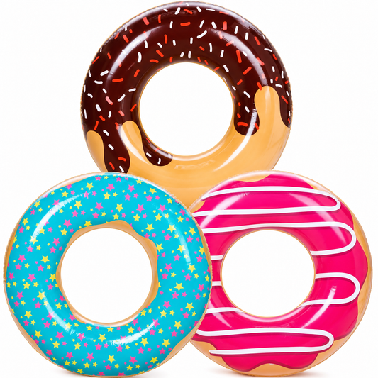 Lot de 3 Bouées Gonflables Piscine 82,5 cm – Anneaux Flotteurs Donut Paillettes, Adultes & Enfants, Plage Été