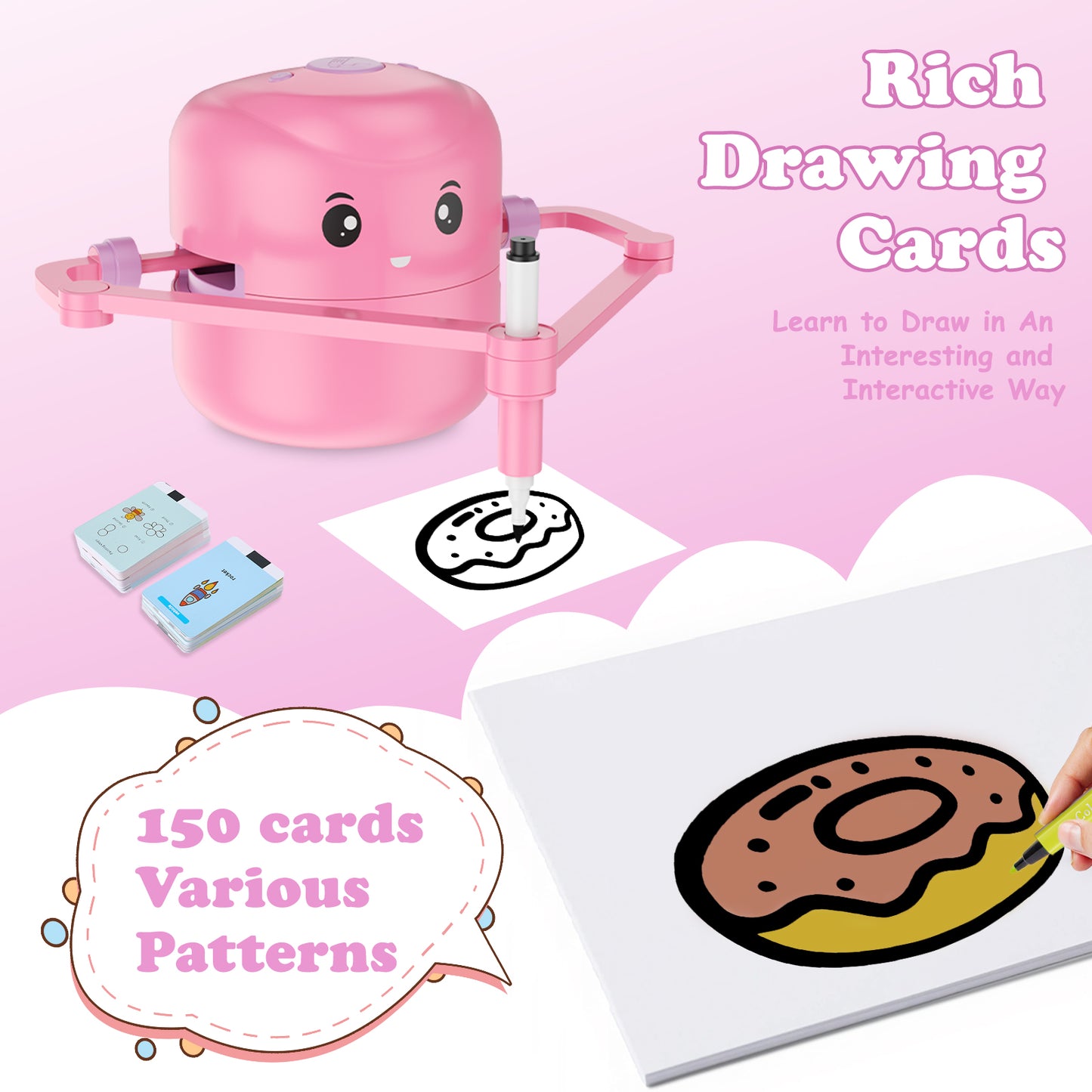 Robot de Dessin Enfant avec Projecteur – Jouet Éducatif Interactif 100 Cartes Rechargeable