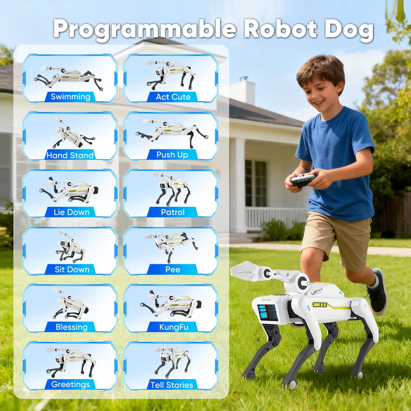 Robot Chien Intelligent RC – Jouet Interactif avec Télécommande & Application – Danse, Sons, Programmation, Cadeau Enfant
