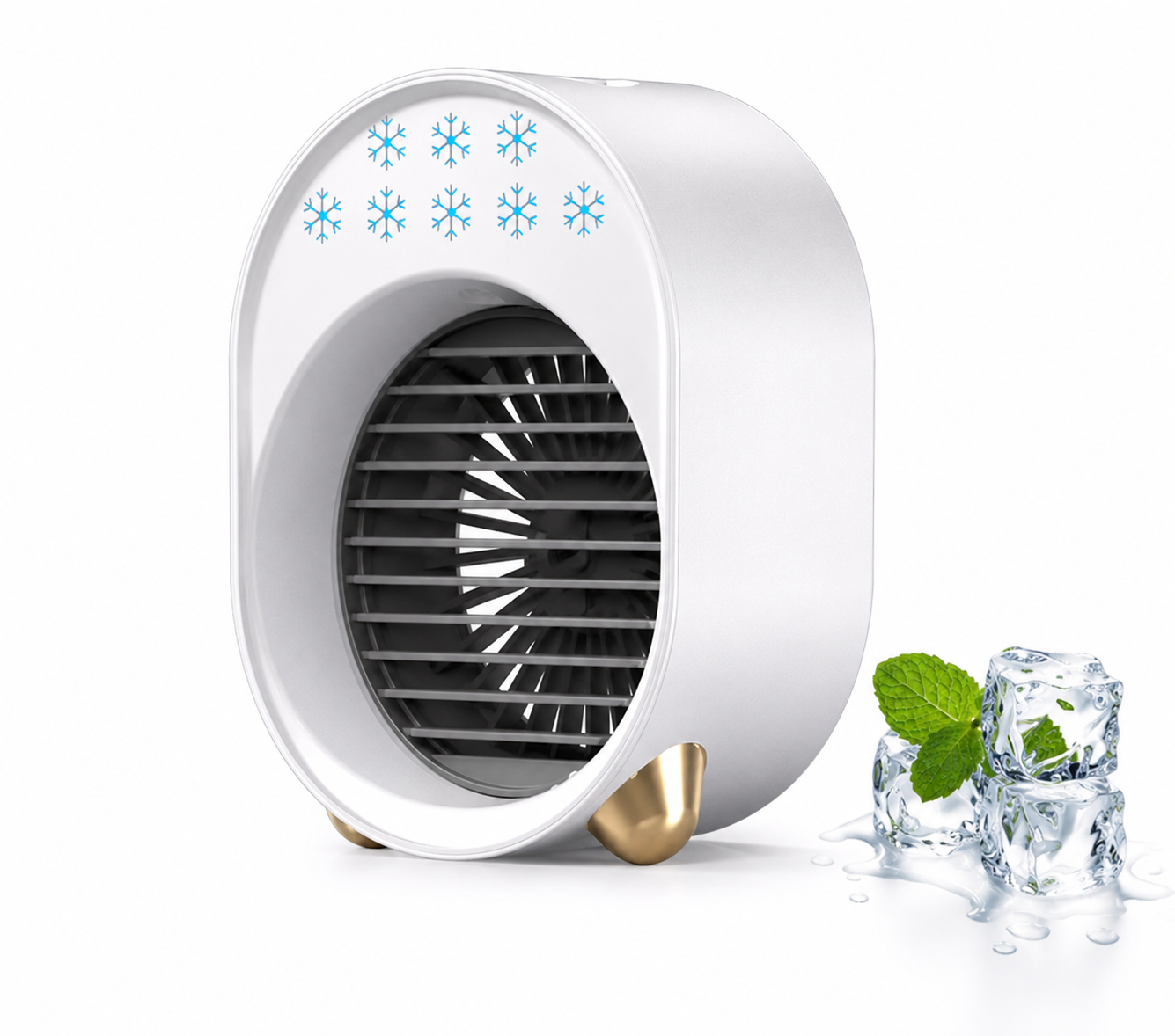 Mini Climatiseur Portable USB Rechargeable 4 en 1 – Ventilateur de Bureau avec Humidificateur, Refroidisseur d'Air Silencieux, 3 Vitesses, Réservoir d'Eau, Chambre, Bureau, Camping