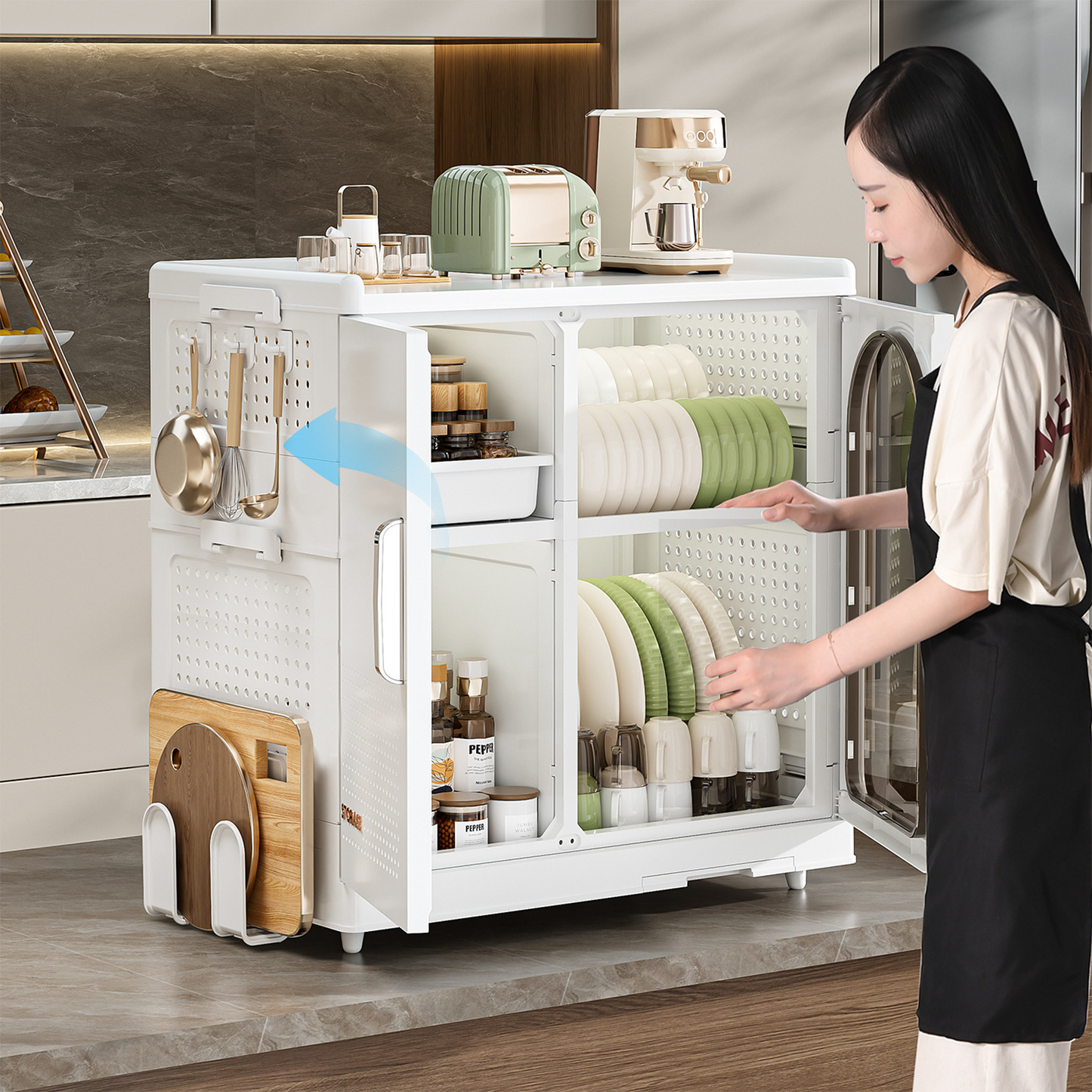 Armoire de Rangement Pliable Multifonction – Meuble Empilable Grande Capacité Cuisine Salon