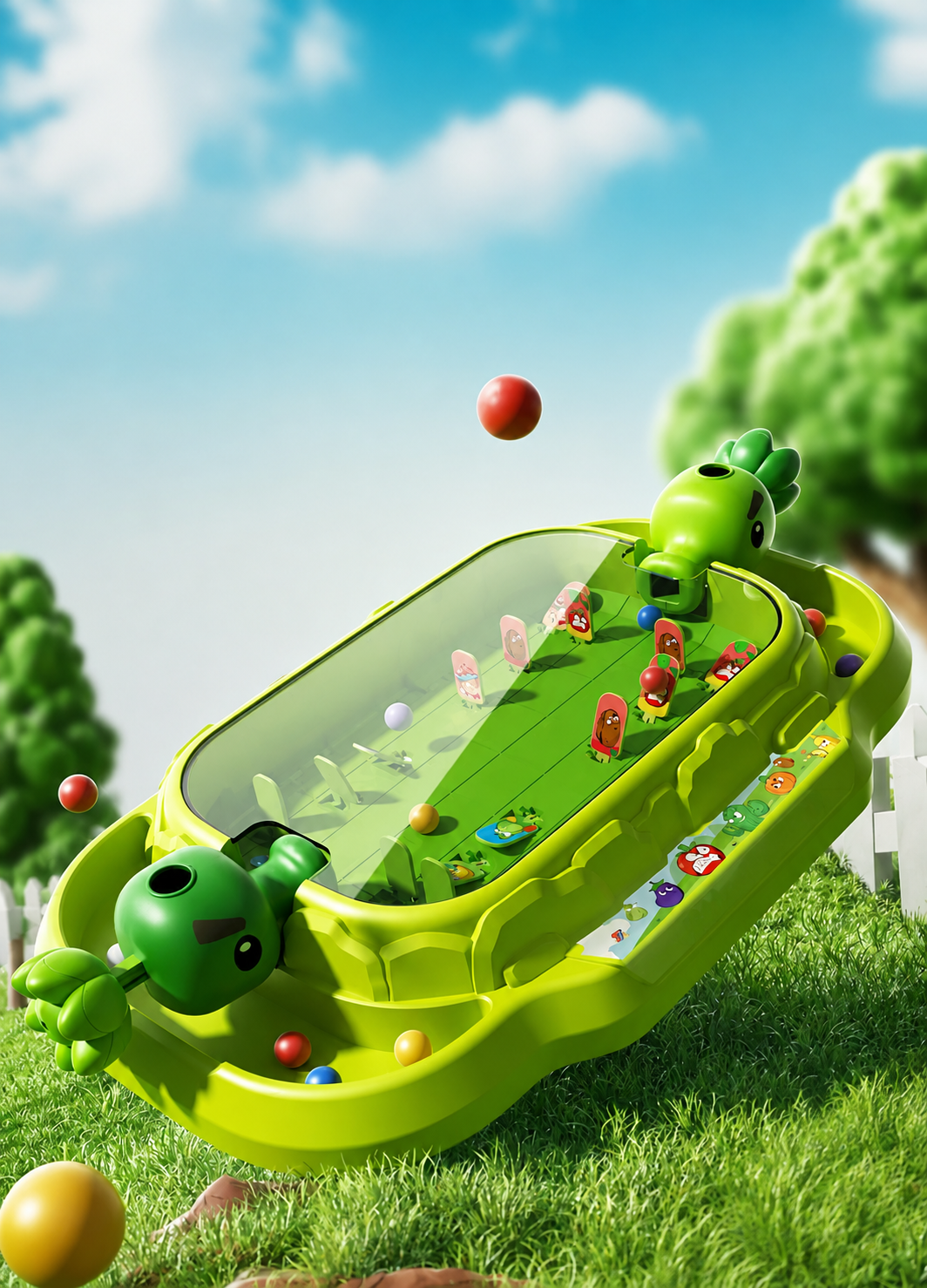 Jeu de Tir de Table Interactif 2 Joueurs – Lanceurs & Balles, Jeu d'Adresse Familial – Vert