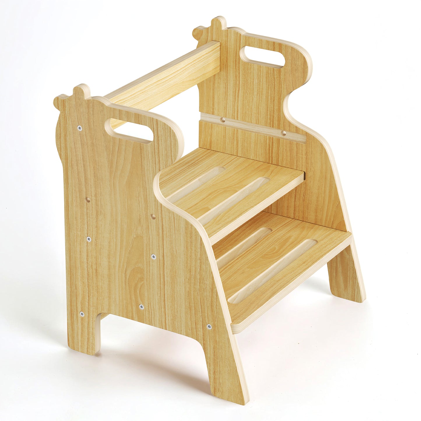 Tabouret Enfant 2 Marches en Bois 4-en-1 – Marchepied Antidérapant Salle de Bain Évier
