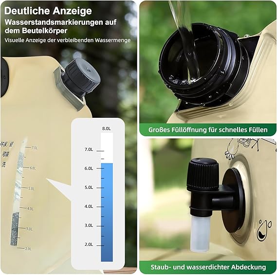 Lot de 4 Bidons d’Eau Pliables 8L avec Robinet – Réservoir Eau Portable Camping Randonnée Sans BPA