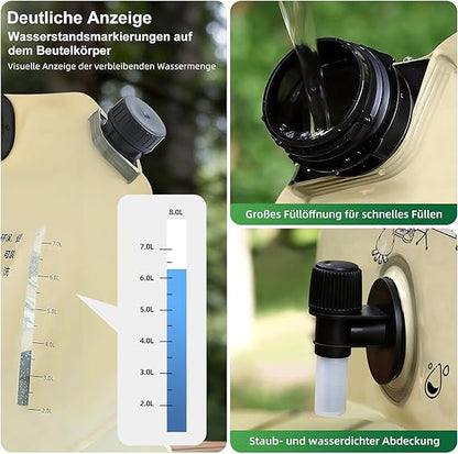 Lot de 4 Bidons d'Eau Pliables 8L avec Robinet – 32L Total – Camping Randonnée Sans BPA