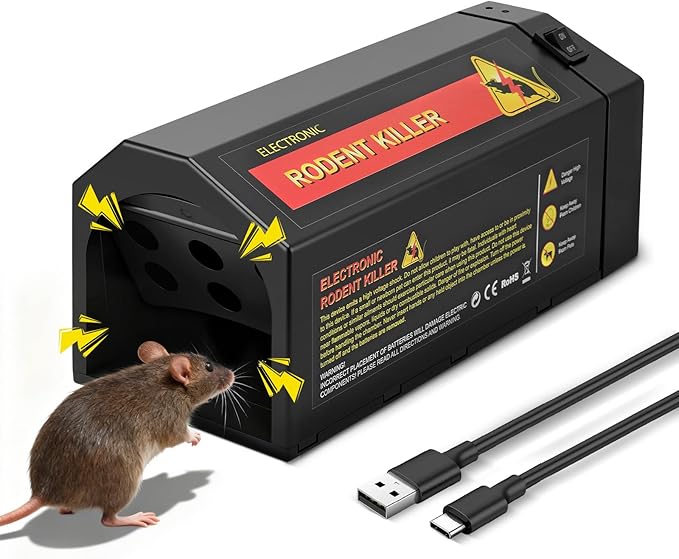 Piège à Rats Électrique 7000V Réutilisable avec Alarme LED et USB – Piège Anti Rongeurs Haute Tension pour Cuisine Maison Garage