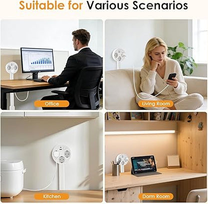 Multiprise Extensible Orientable 180° avec USB-A et USB-C – Rallonge de Prise Murale 5 Ports – Barre d’Extension Rétractable