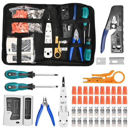 Kit Outils Réseau RJ45 Complet – Pince à Sertir + Testeur + Connecteurs Cat6/Cat7 – Installation Câble Ethernet