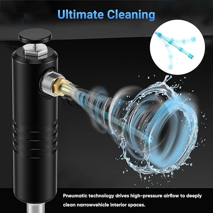 Pistolet de Nettoyage à Air Comprimé avec Technologie Tourbillon – Souffleur Pneumatique pour Voiture Intérieur Extérieur