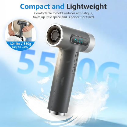 Sèche-Cheveux Sans Fil USB-C Rechargeable 200W – Mini Sèche-Cheveux Portable avec Écran Numérique – 3 Températures – Hair Dryer Voyage Compact