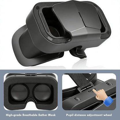 Casque VR 3D pour Smartphone 4,7–7 Pouces – Télécommande Bluetooth, Lentilles HD Anti-Lumière Bleue, Android & iPhone