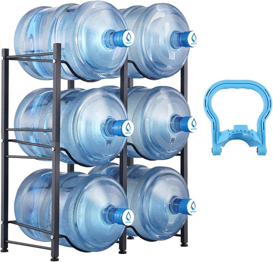 Porte-Bouteilles d’Eau en Fer 3/4/5 Niveaux – Support Double ou Simple Rangée – Rangement Cuisine & Bureau