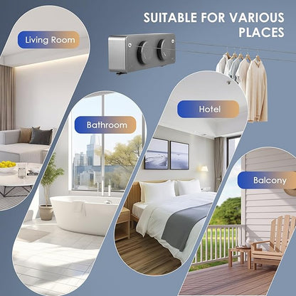 Corde à Linge Rétractable Murale Double 2 x 4,2 m – Étendoir Mural en Acier Inoxydable 20 KG pour Salle de Bain Balcon Buanderie