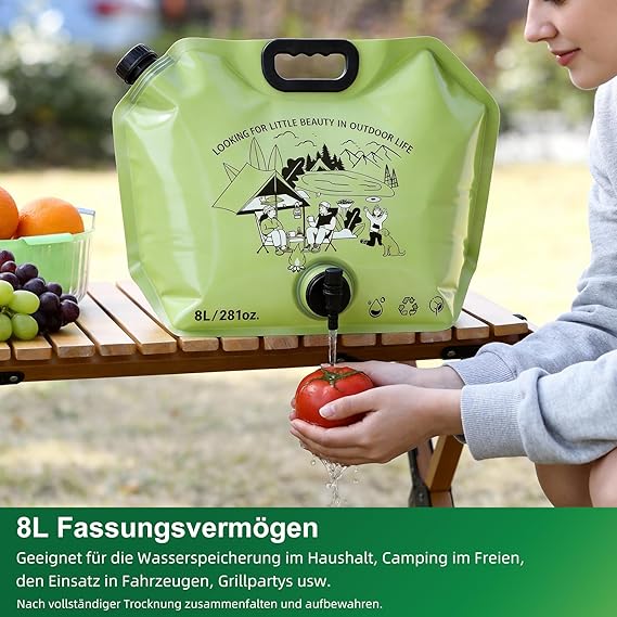 Lot de 4 Bidons d’Eau Pliables 8L avec Robinet – Réservoir Eau Portable Camping Randonnée Sans BPA