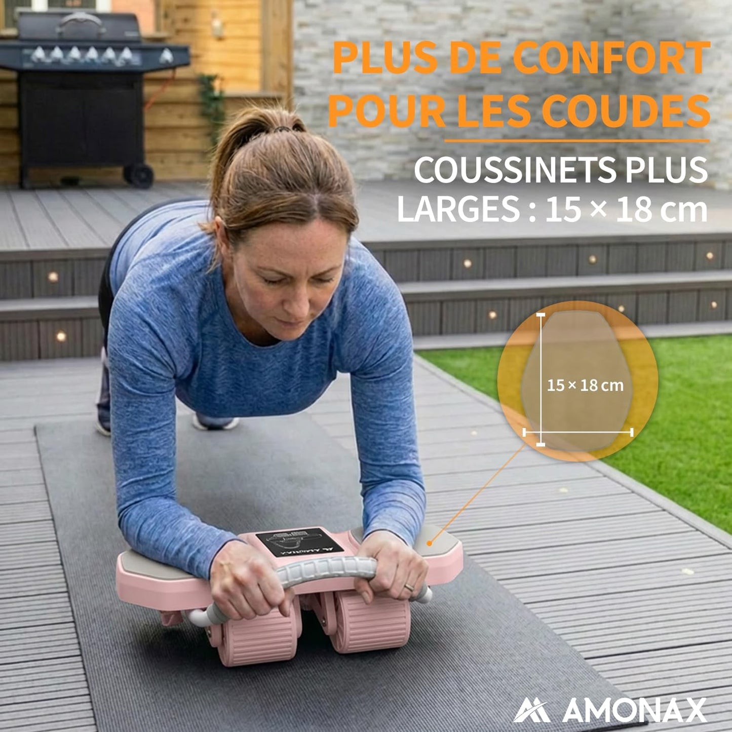 Roue Abdominale Multifonction avec Support de Maintien et Poignées Ergonomiques pour Musculation Fitness à Domicile