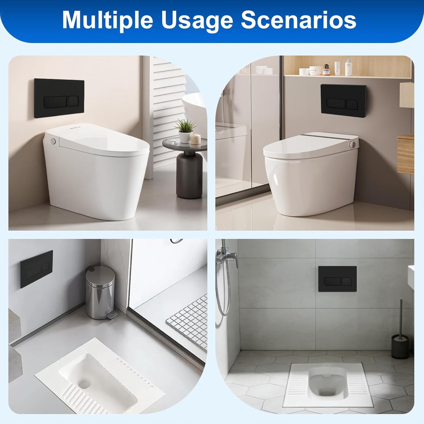Plaque de Commande WC Suspendu Double Chasse Compatible Geberit Sigma 01/20/21/30/50 UP300 UP320 Noir