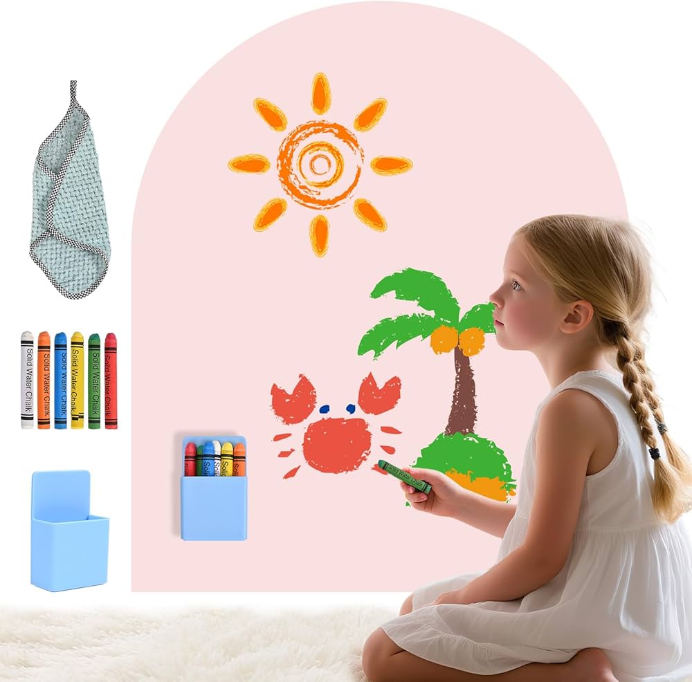 Tableau Magnétique Enfant 3 en 1 – Panneau Mural Auto-Adhésif avec Craies – Tableau Éducatif Montessori