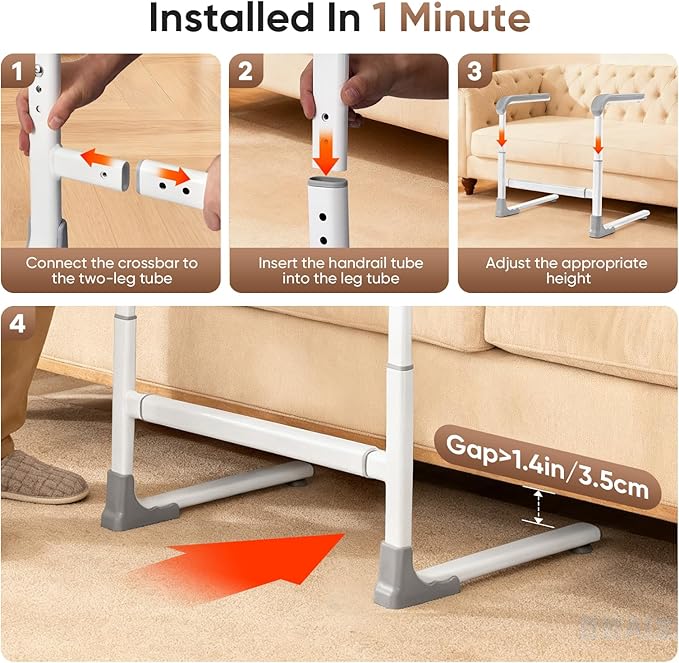 Aide au Lever pour Canapé et Fauteuil Réglable – Barre d’Appui Antidérapante pour Seniors et PMR – Support de Relevage avec 3 Hauteurs Réglables