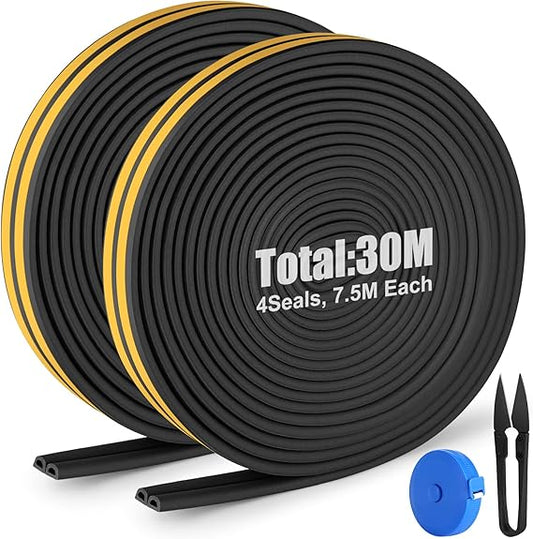 Bande d’Étanchéité 30M Mousse Isolante pour Porte et Fenêtre – Joint Anti Bruit Anti Froid Caoutchouc