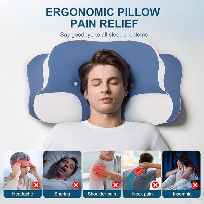 Oreiller Orthopédique Mémoire de Forme Anti Ronflement – Coussin Ergonomique Cervical pour Sommeil Confortable – Oreiller Apnée du Sommeil pour Dormeurs sur le Côté, le Dos et le Ventre