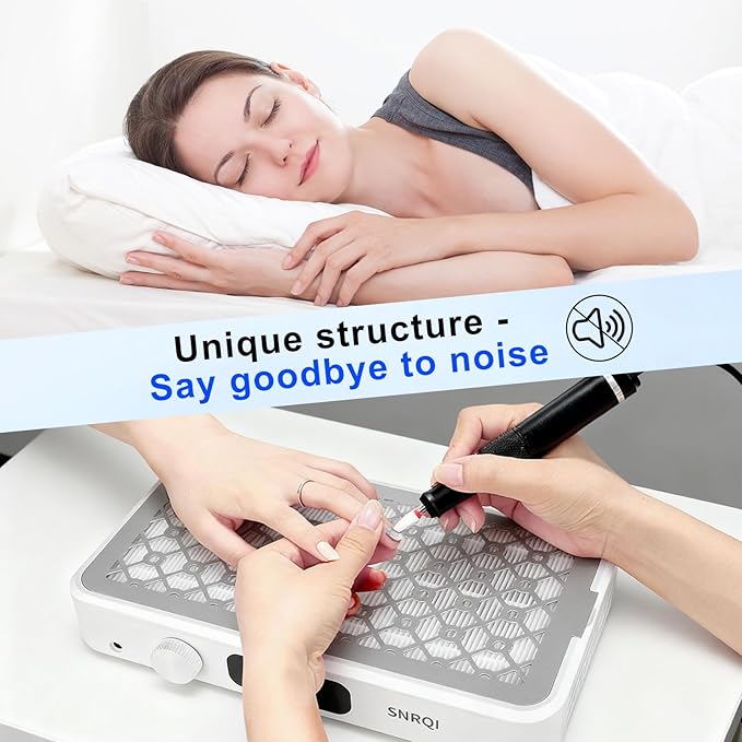 Aspirateur à Ongles Professionnel 120W Double Ventilation – Aspirateur de Poussière Manucure 7000 RPM avec Filtre Réutilisable