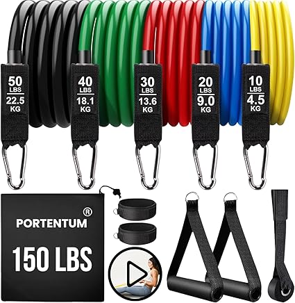 Kit Élastiques de Musculation 150 lbs avec Poignées et Ancrage de Porte pour Fitness Renforcement Musculaire