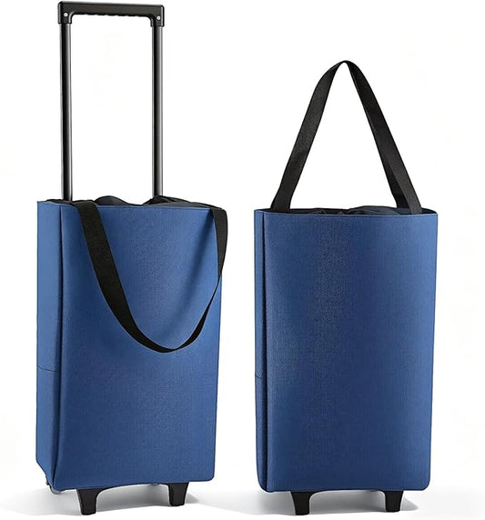 Chariot de Courses Pliable 2 en 1 avec Sac 13,5 L – Sac de Courses à Roulettes Léger pour Marché, Voyage et Camping
