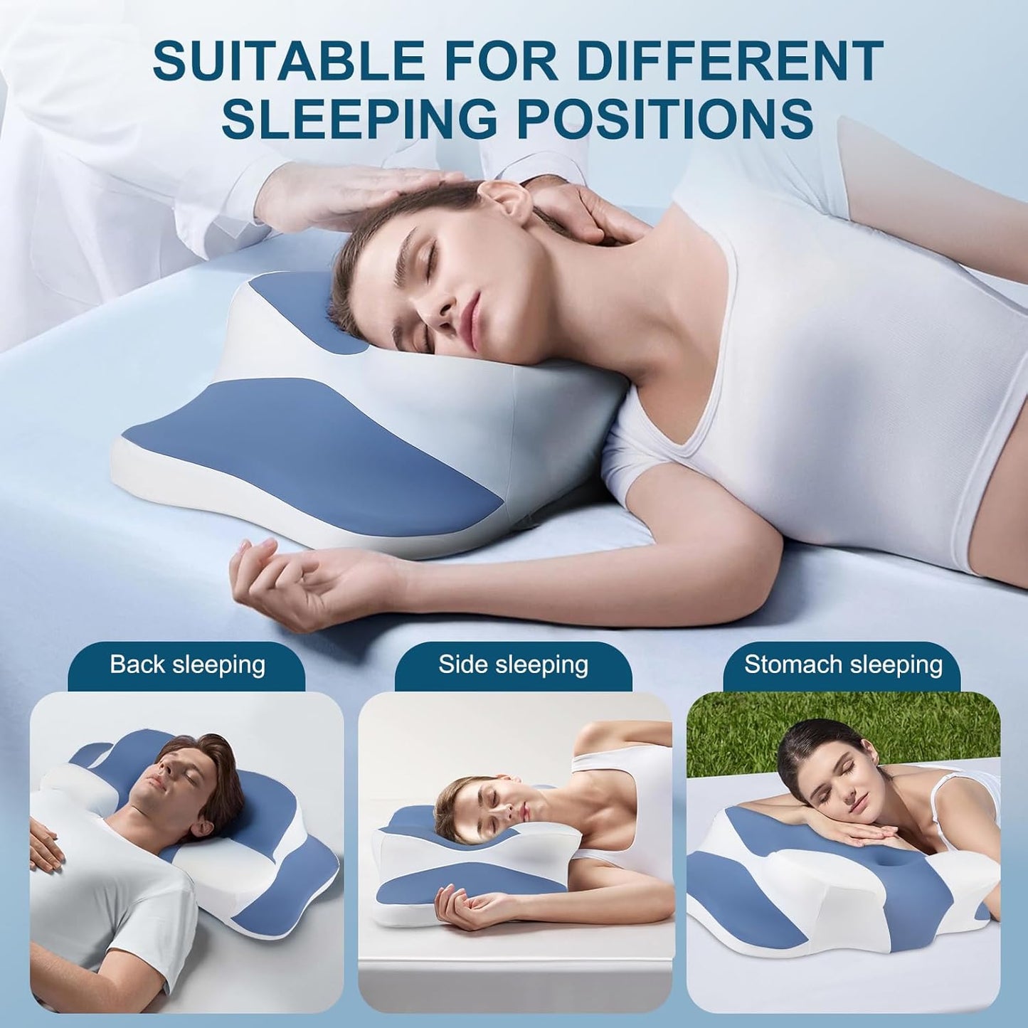 Oreiller Orthopédique Mémoire de Forme Anti Ronflement – Coussin Ergonomique Cervical pour Sommeil Confortable – Oreiller Apnée du Sommeil pour Dormeurs sur le Côté, le Dos et le Ventre