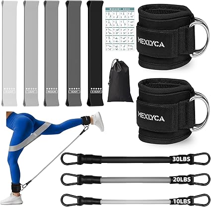 Kit Élastique de Musculation 12 Pièces – Bandes de Résistance Réglables 5 à 40 lbs – Fitness, Renforcement Musculaire, Yoga – Noir
