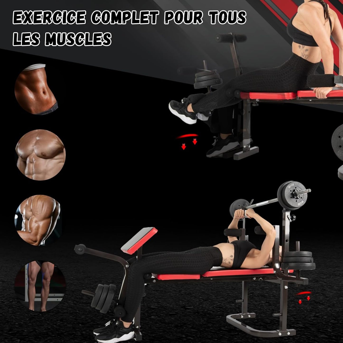 Banc de Musculation Multifonction Pliable Réglable – Développé Couché, Butterfly, Abdominaux – Entraînement Complet à Domicile