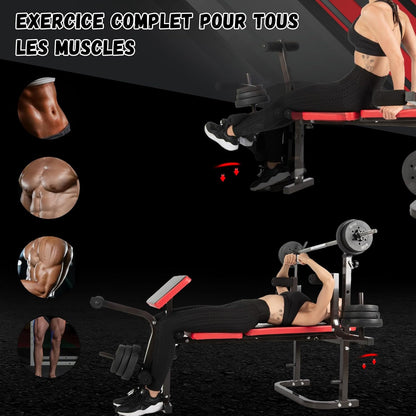 Banc de Musculation Multifonction Pliable Réglable – Développé Couché, Butterfly, Abdominaux – Entraînement Complet à Domicile