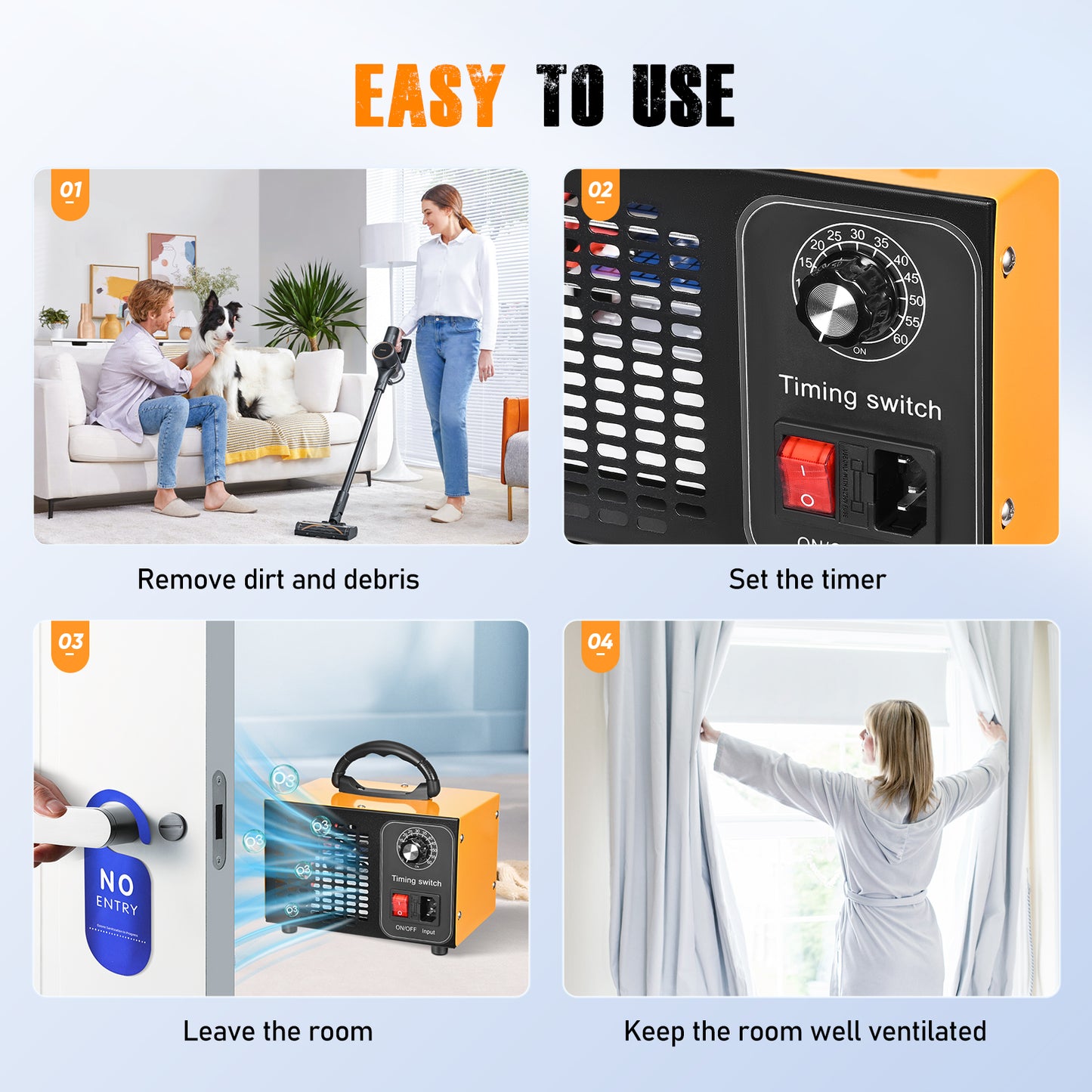 Générateur d’Ozone 60000 mg/h – Purificateur d’Air 400 m² avec Minuterie 120 min