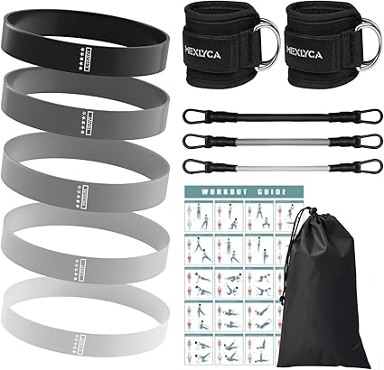 Kit Élastique de Musculation 12 Pièces – Bandes de Résistance Réglables 5 à 40 lbs – Fitness, Renforcement Musculaire, Yoga – Noir