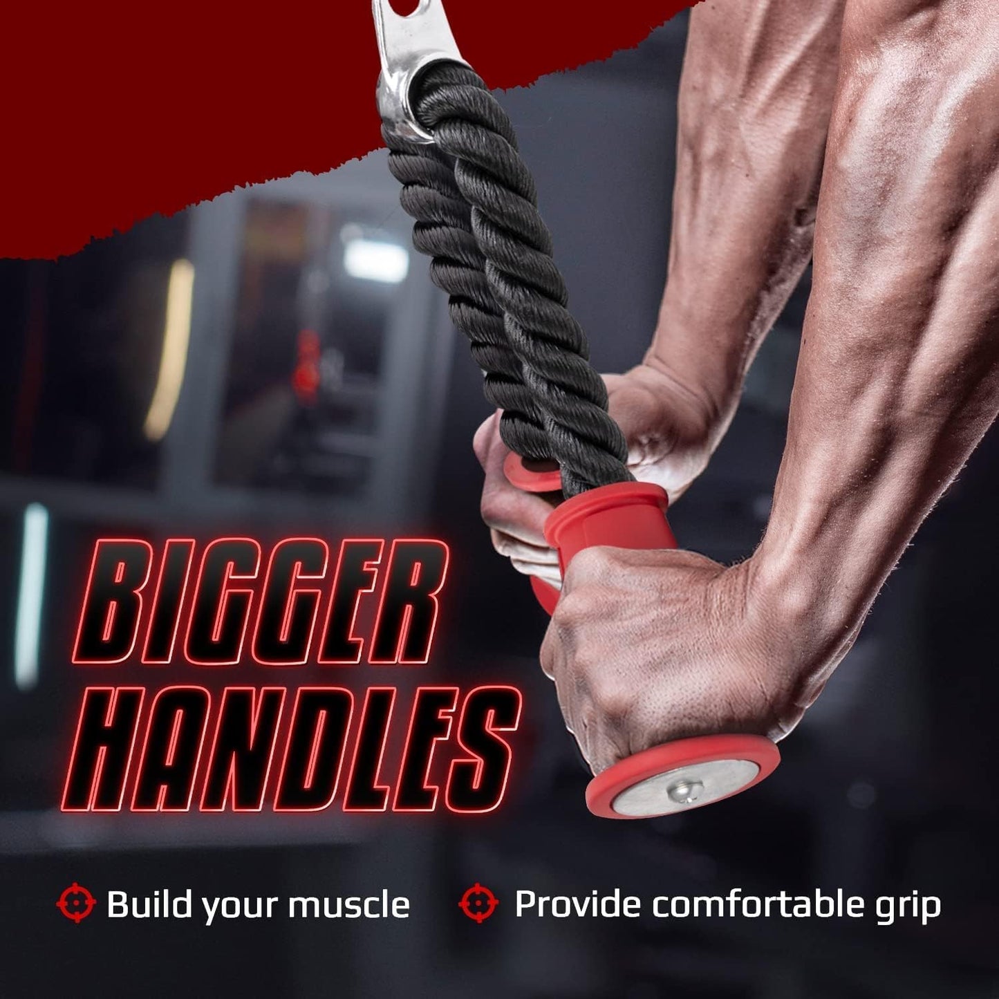 Corde Triceps Musculation avec Mousqueton pour Poulie Fitness Tirage Haute et Basse Renforcement Musculaire