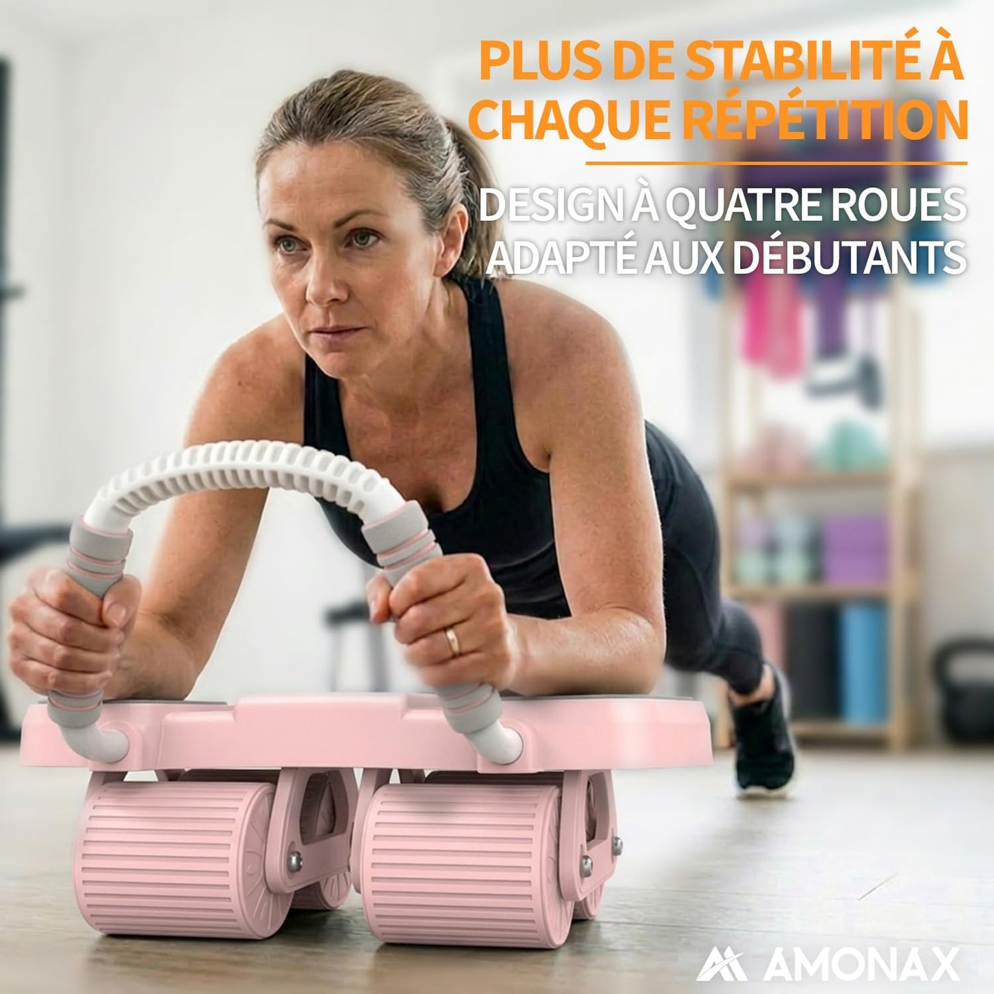 Roue Abdominale Multifonction avec Support de Maintien et Poignées Ergonomiques pour Musculation Fitness à Domicile