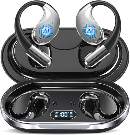 Open Ear Bluetooth 6.1 Earbuds – 198-Language AI Translation – HD ENC Mic – 80h Battery Life – Android & iPhone