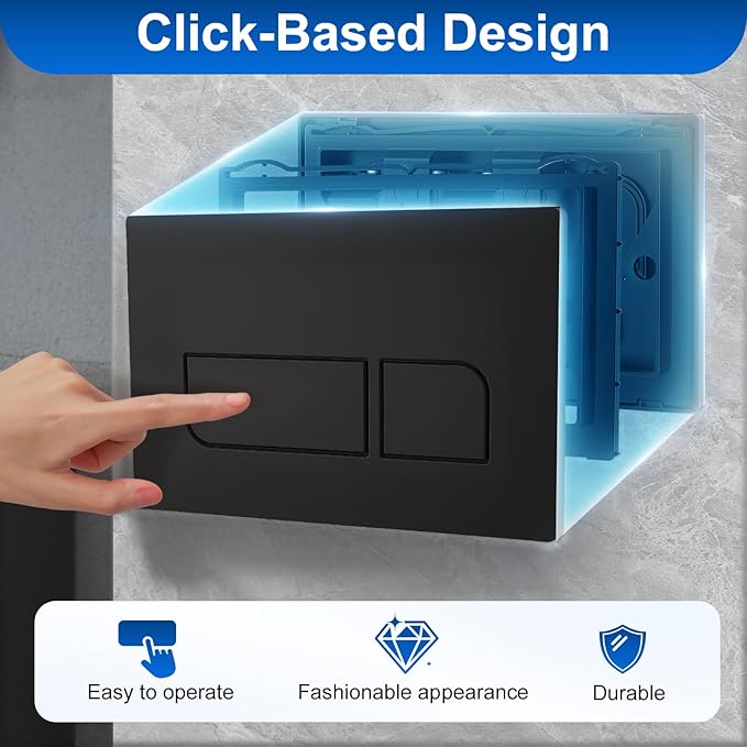 Plaque de Commande WC Suspendu Double Chasse Compatible Geberit Sigma 01/20/21/30/50 UP300 UP320 Noir