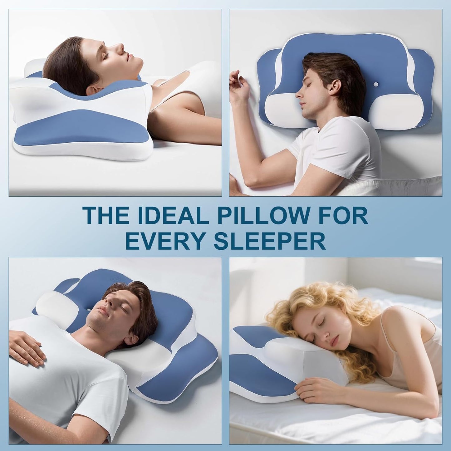 Oreiller Orthopédique Mémoire de Forme Anti Ronflement – Coussin Ergonomique Cervical pour Sommeil Confortable – Oreiller Apnée du Sommeil pour Dormeurs sur le Côté, le Dos et le Ventre