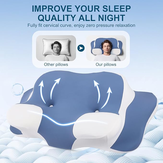 Oreiller Orthopédique Mémoire de Forme Anti Ronflement – Coussin Ergonomique Cervical pour Sommeil Confortable – Oreiller Apnée du Sommeil pour Dormeurs sur le Côté, le Dos et le Ventre