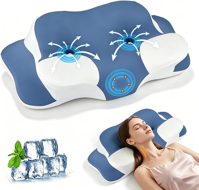 Oreiller Orthopédique Mémoire de Forme Anti Ronflement – Coussin Ergonomique Cervical pour Sommeil Confortable – Oreiller Apnée du Sommeil pour Dormeurs sur le Côté, le Dos et le Ventre