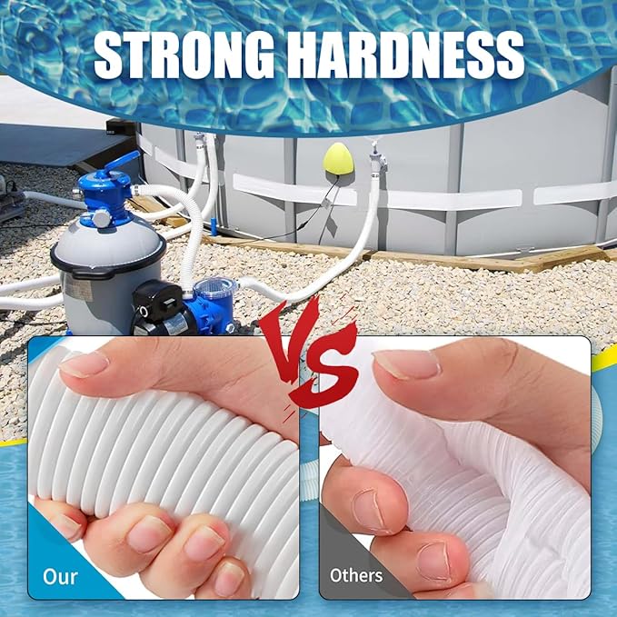 Tuyau de Piscine 32 mm Flexible avec Colliers de Serrage – Tuyau Aspirateur Piscine Hors Sol Compatible Pompe et Filtration