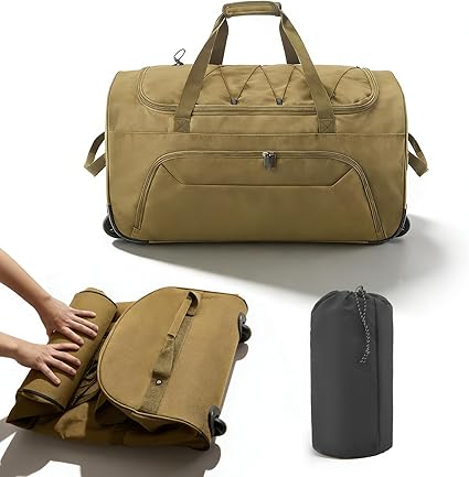Sac de Voyage XXL Pliable 95L avec Roues – Sac Week-End Extensible 75 cm pour Voyage, Camping et Déménagement