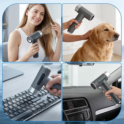 Sèche-Cheveux Sans Fil USB-C Rechargeable 200W – Mini Sèche-Cheveux Portable avec Écran Numérique – 3 Températures – Hair Dryer Voyage Compact