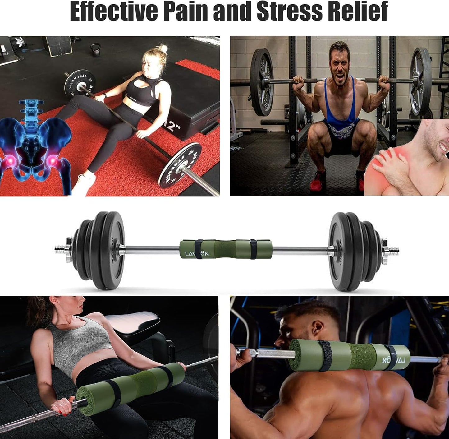 Coussin de Barre Musculation Squat Hip Thrust avec Sangles de Maintien et Protège-Chevilles pour Haltérophilie